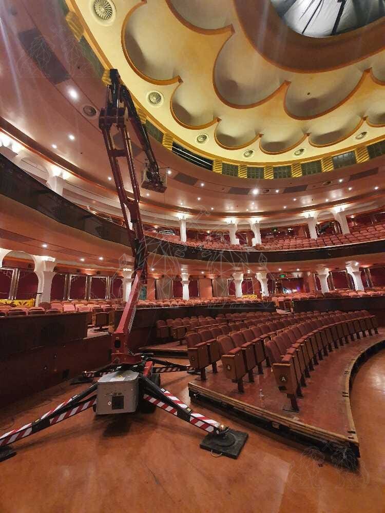 Specialist access platform positioned inside a theatre auditorium